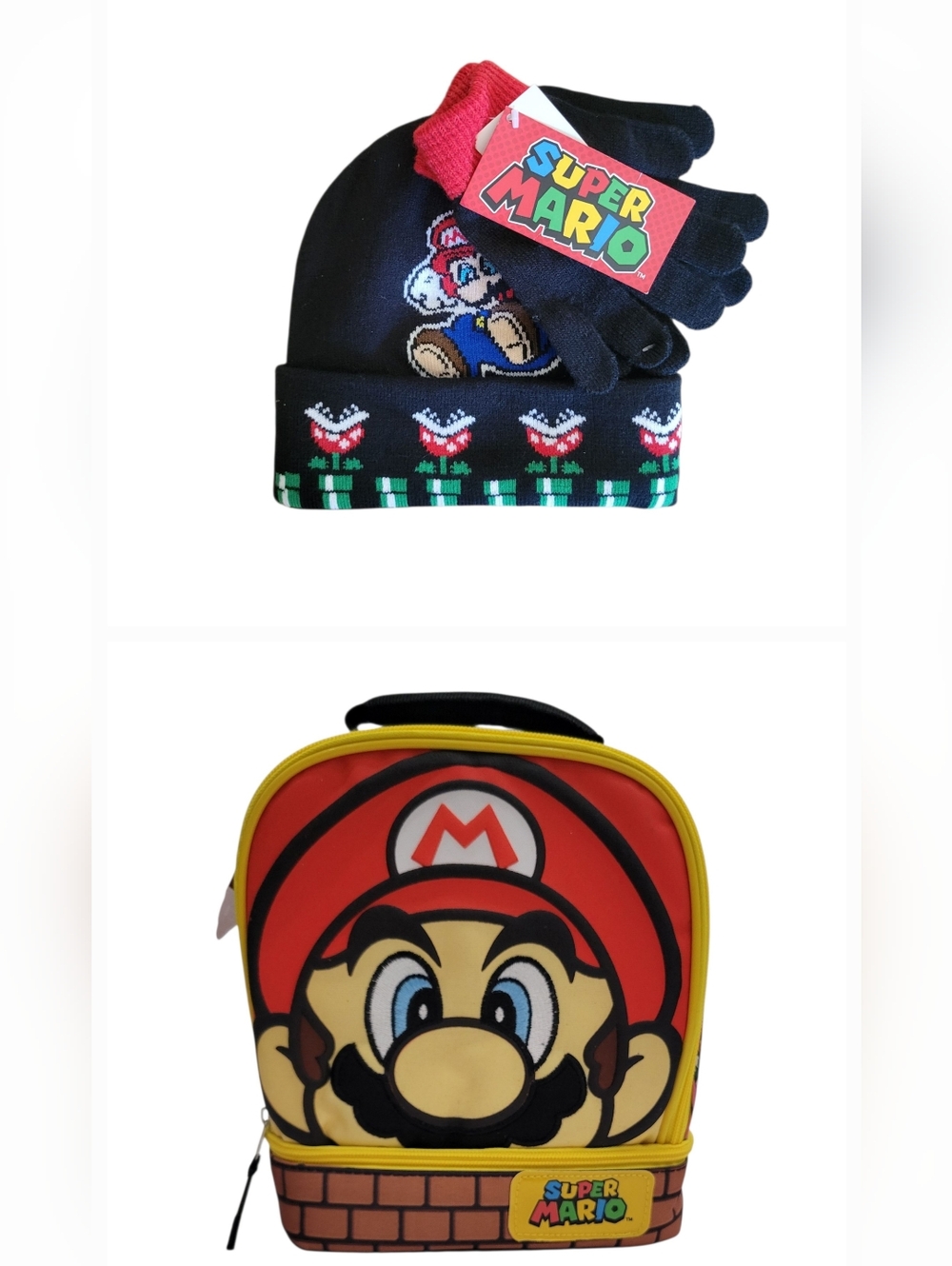 Brand NEW!  Super Mario Kids Beanie, Mittens &  Kids Lunch Bag